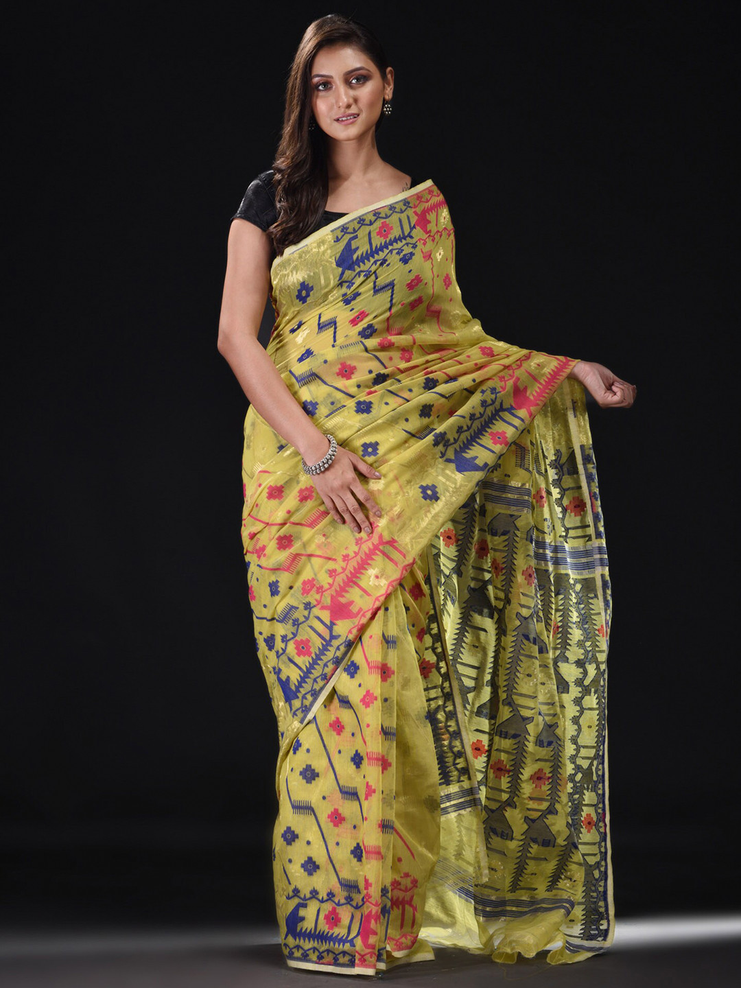 

BEATITUDE Yellow & Red Woven Design Silk Cotton Saree