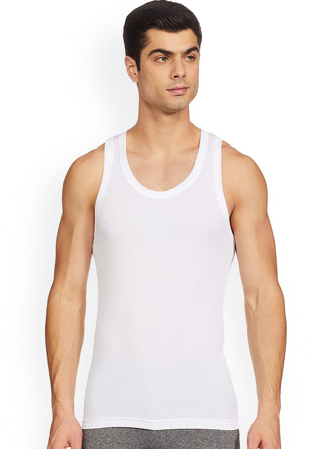 

Macroman M-Series Men White Solid Cotton Snug-Fit Basic Innerwear Vests