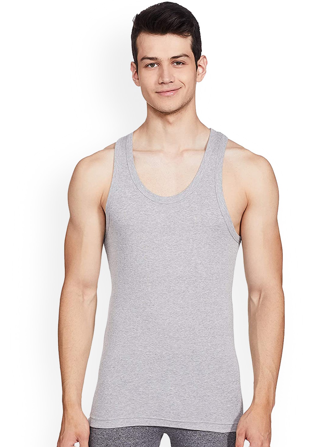 

Macroman M-Series Men Grey Solid Cotton Innerwear Basic Vests