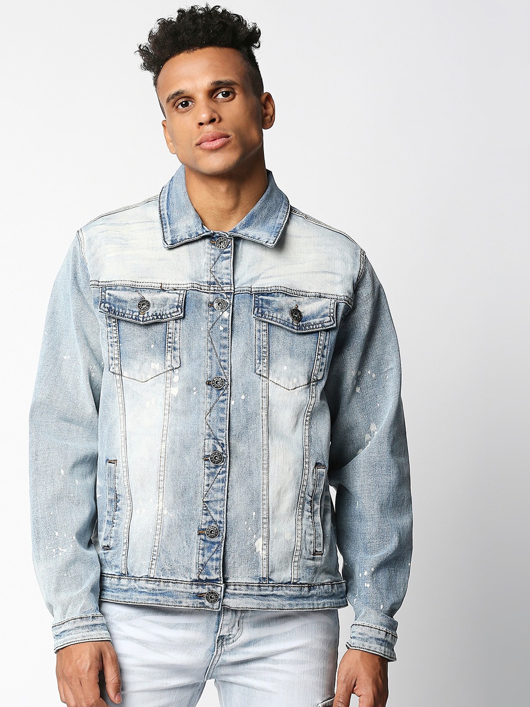 

WAIMEA Men Blue Washed Denim Jacket