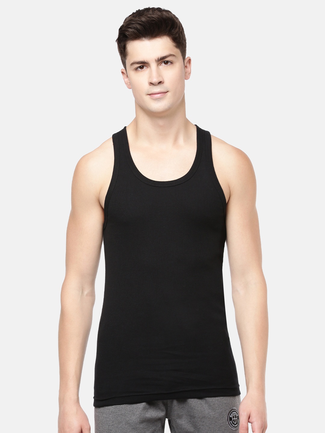 

Macroman M-Series Men Black Solid Cotton Innerwear Vest