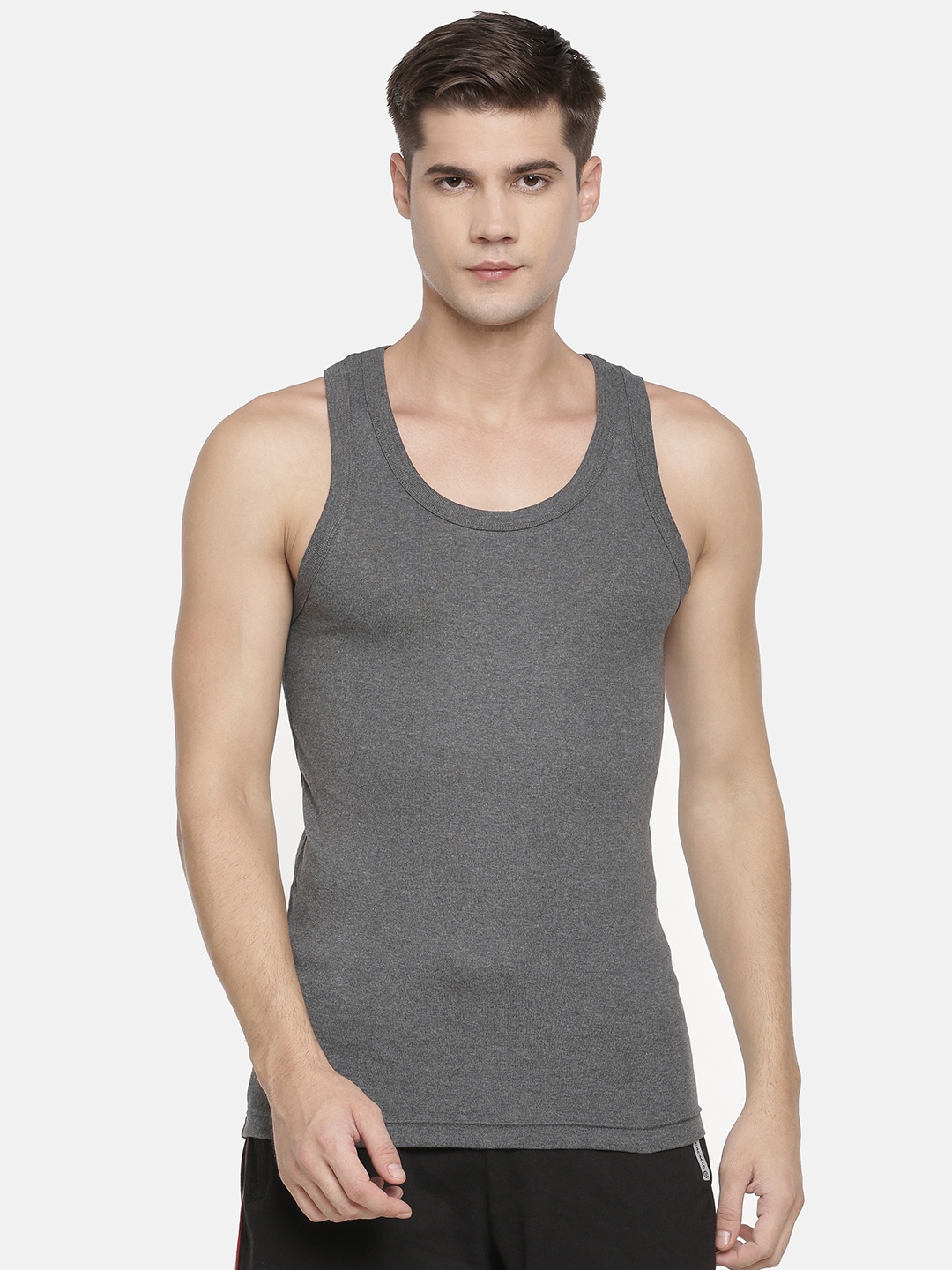 

Macroman M-Series Men Pack of 2 Charcoal Grey Solid Cotton Innerwear Basic Vests
