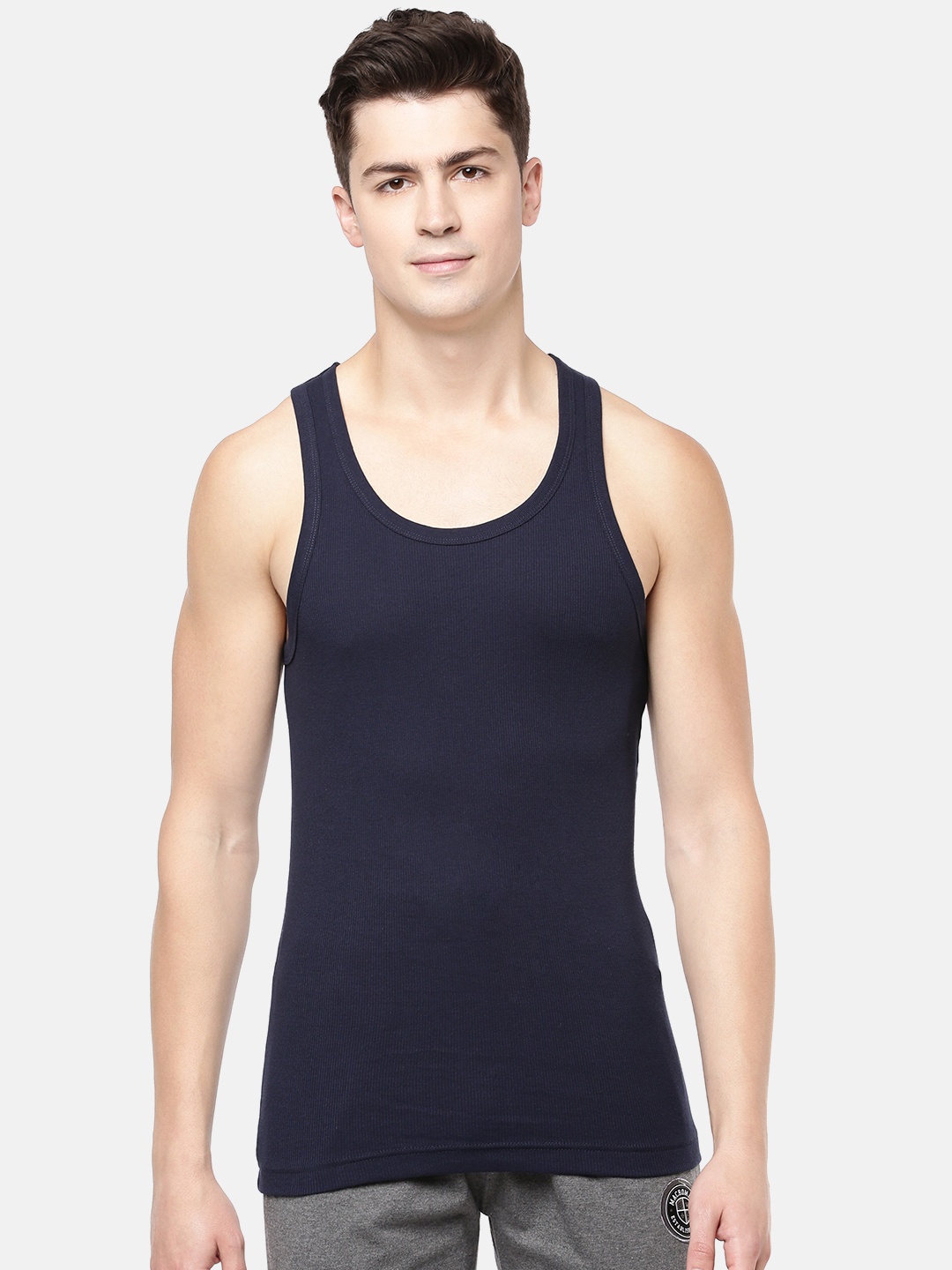 

Macroman M-Series Men Navy Blue Solid Basic Innerwear Vest