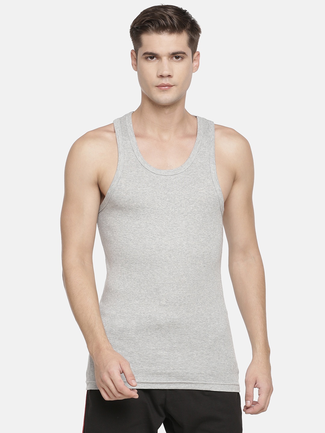 

Macroman M-Series Men Grey Solid Cotton Basic Innerwear Vest