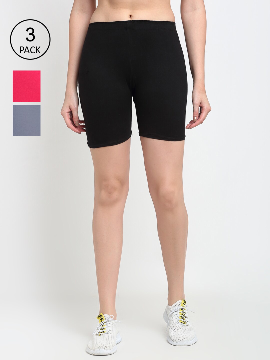 

GRACIT Women Pack Of 3 Black Cycling Sports Shorts
