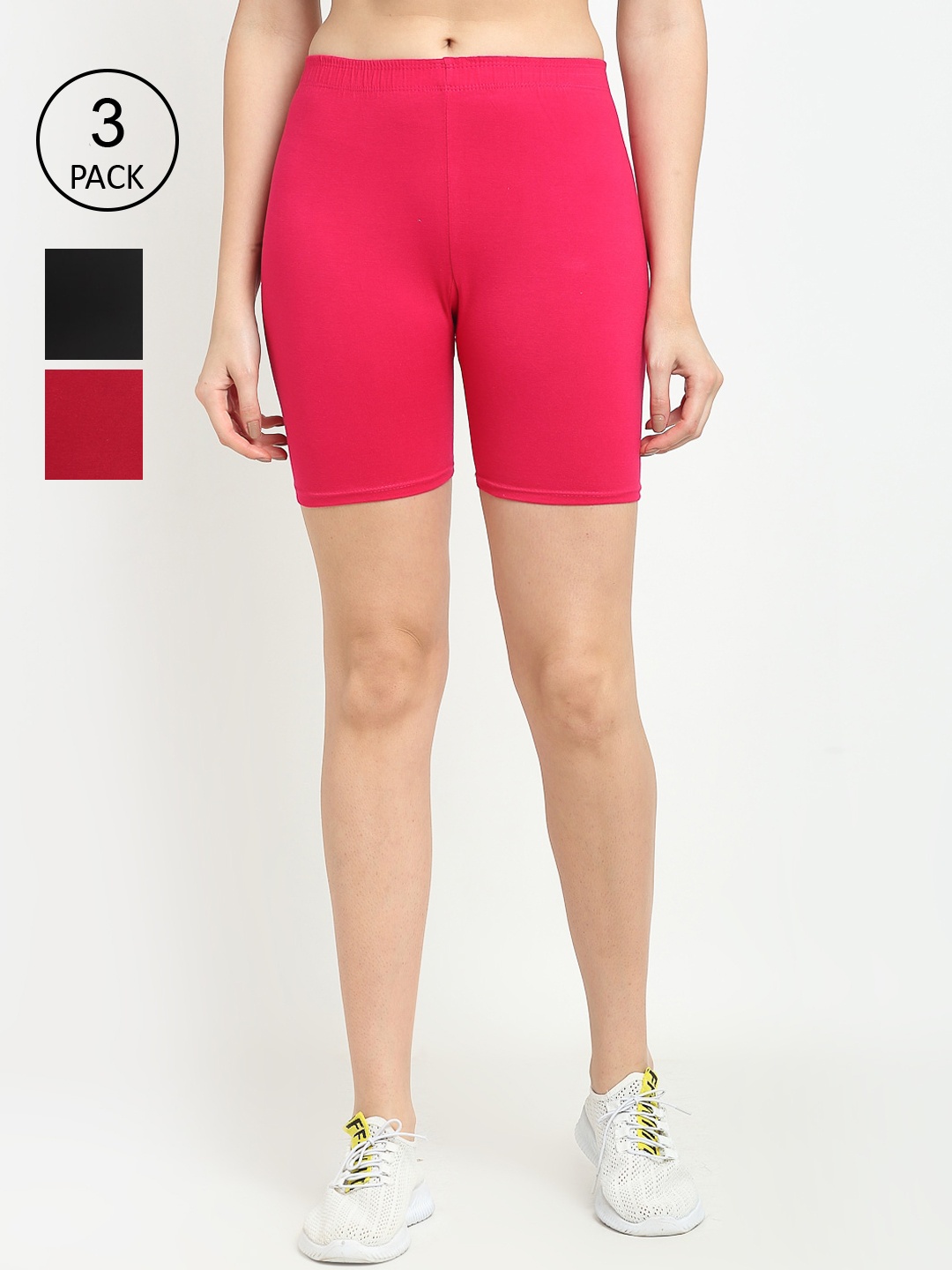 GRACIT Women Pack Of 3 Black Cycling Sports Shorts