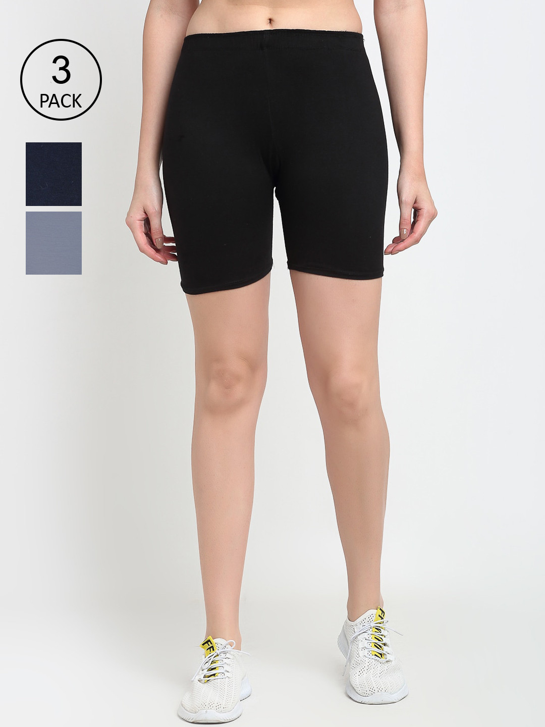 

GRACIT Women Pack Of 3 Black Cycling Sports Shorts