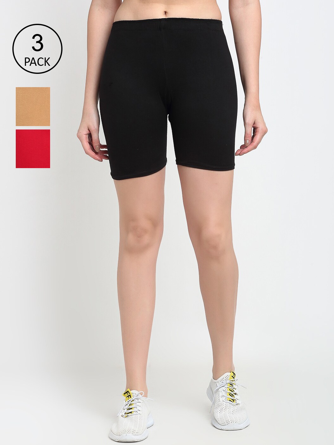 

GRACIT Women Pack Of 3 Black Cycling Sports Shorts