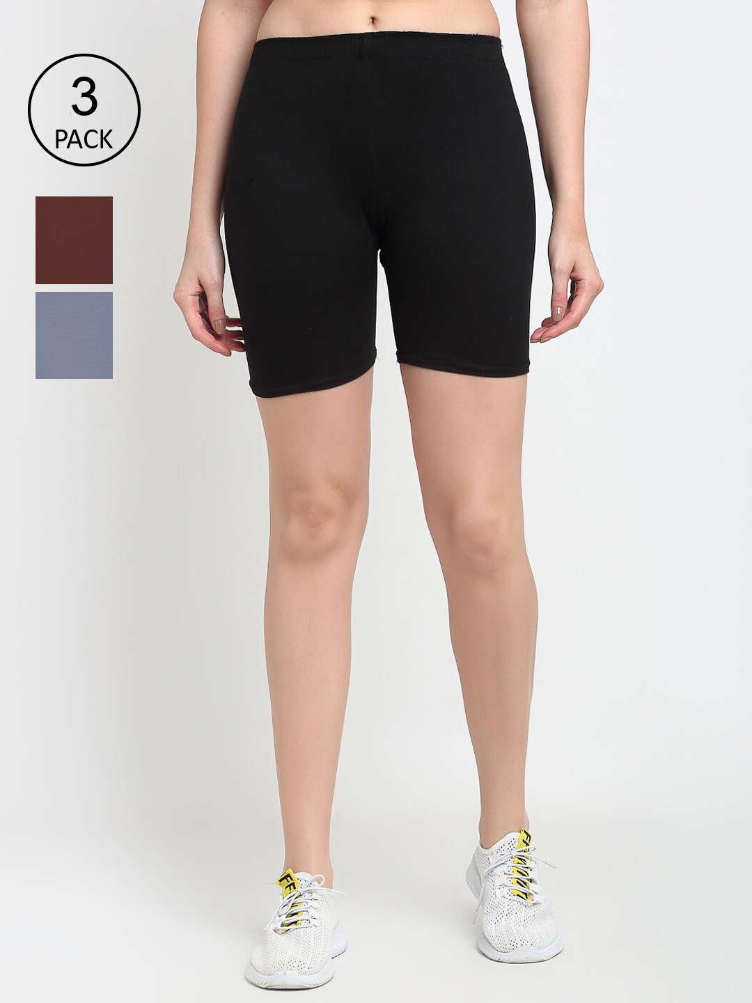 

GRACIT Women Pack Of 3 Black Cycling Sports Shorts