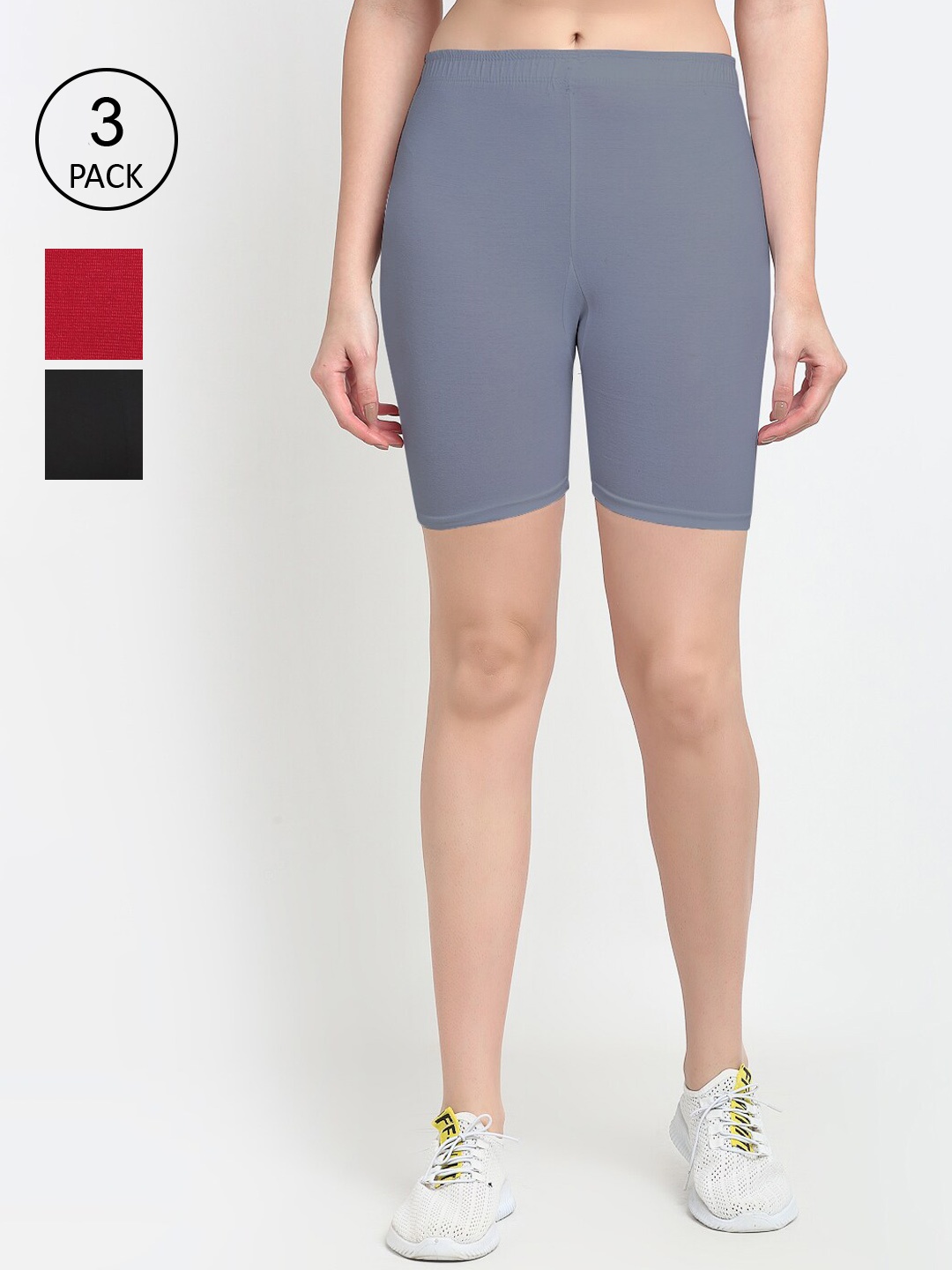 

GRACIT Women Pack Of 3 Black Cycling Sports Shorts