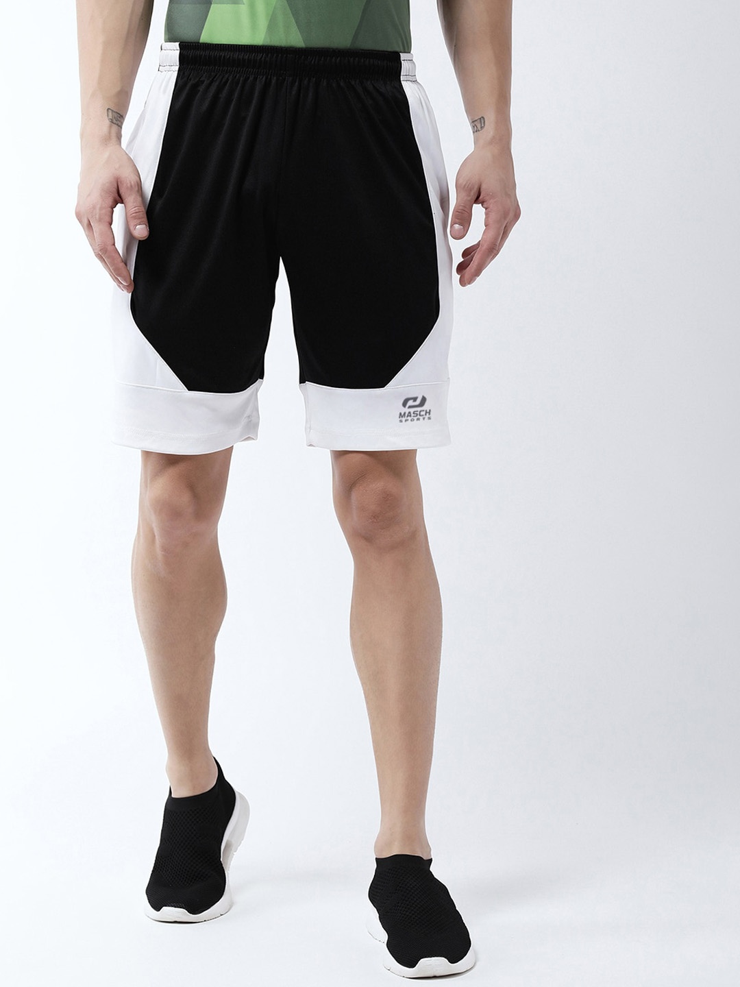 

Masch Sports Men Black & White Colourblocked Sports Shorts