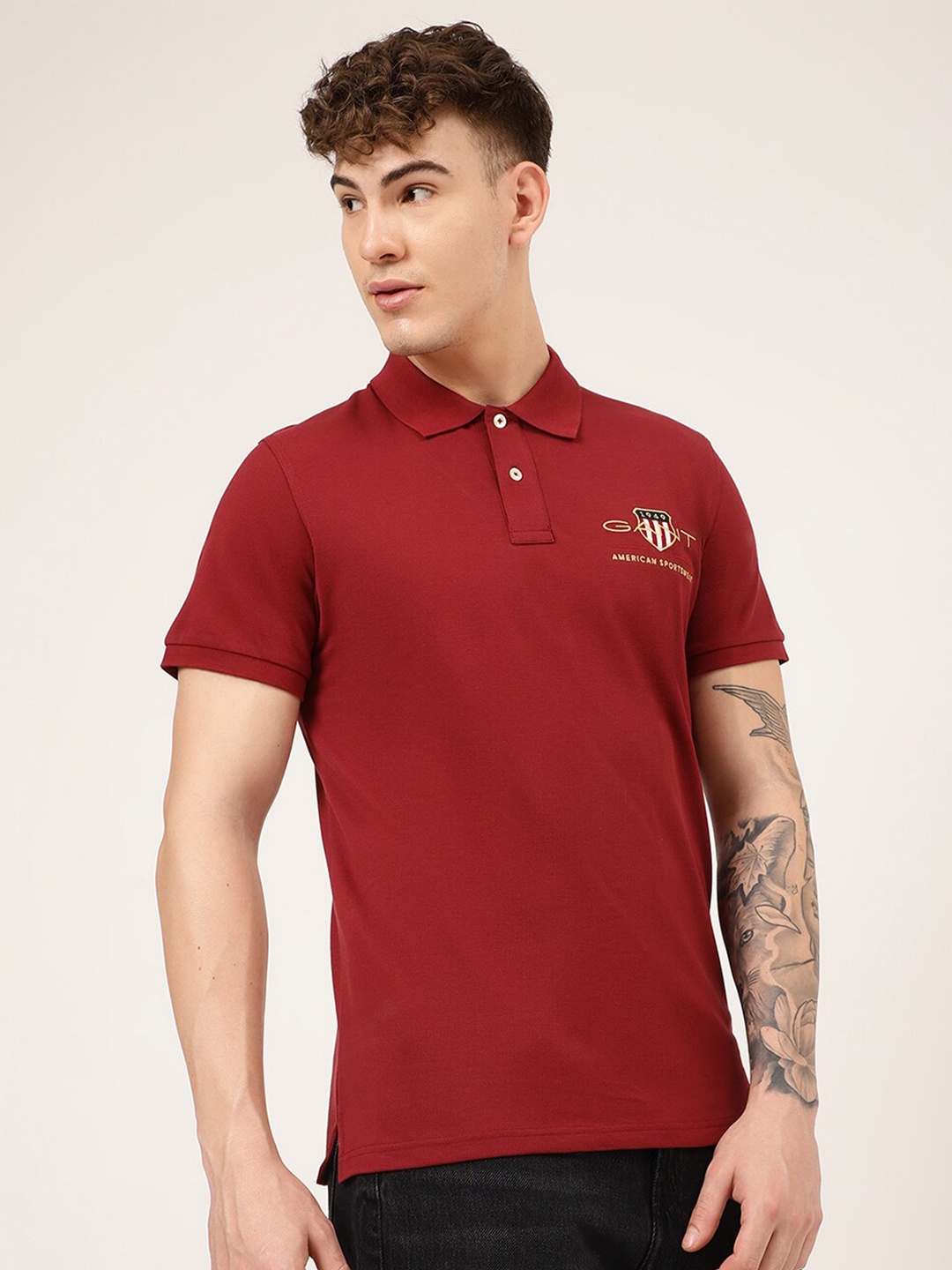 

GANT Men Navy Blue Polo Collar Cotton T-shirt