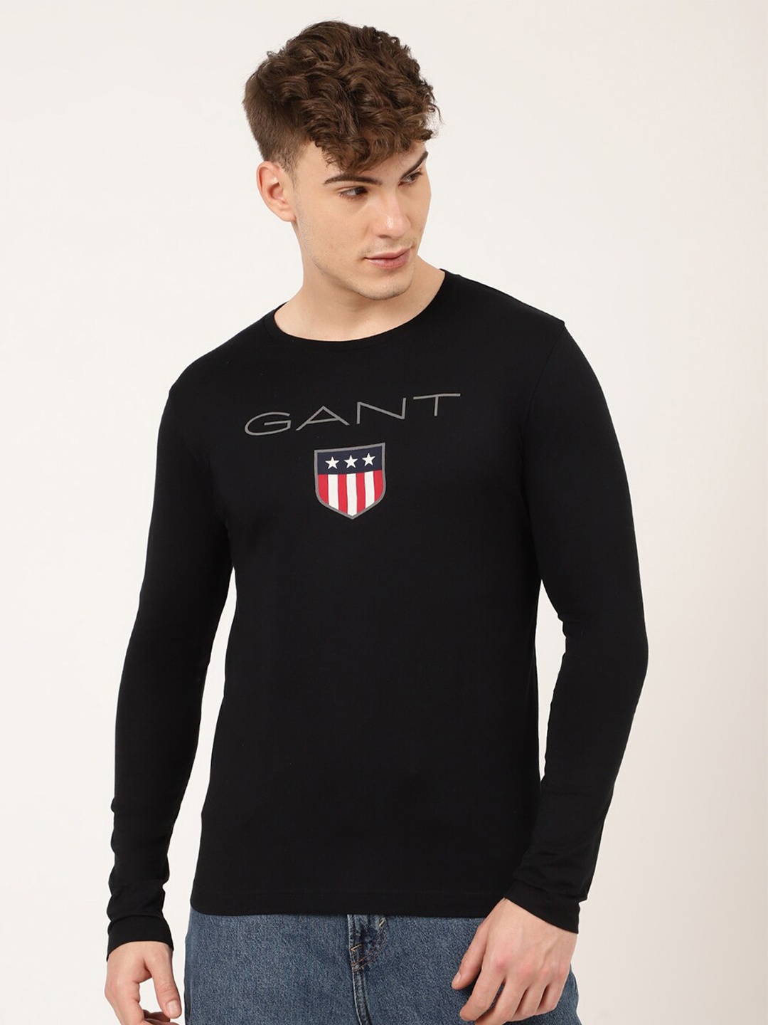 

GANT Men Black Typography Printed Applique T-shirt