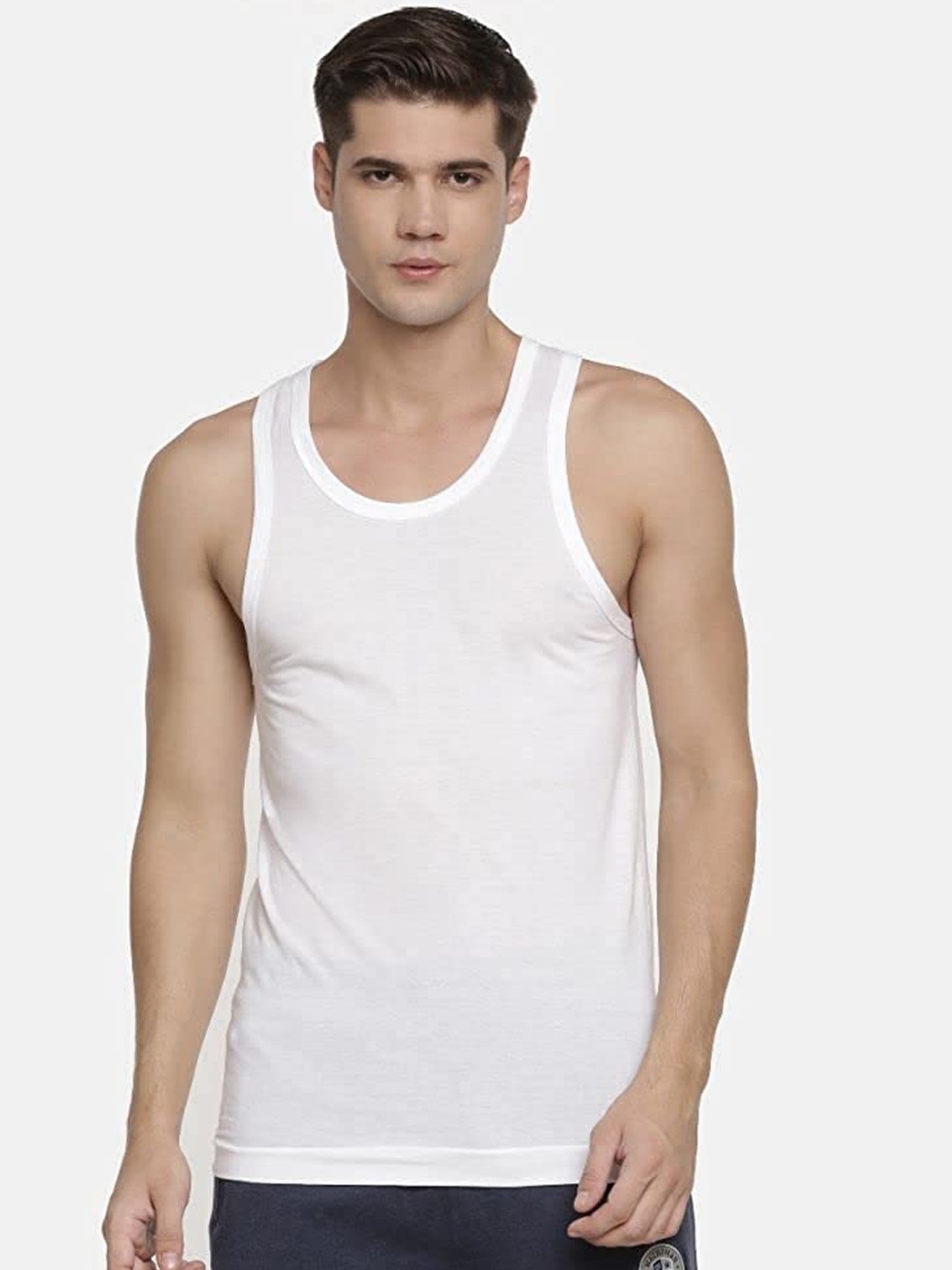 

Macroman M-Series Men White Solid Cotton Innerwear Vest