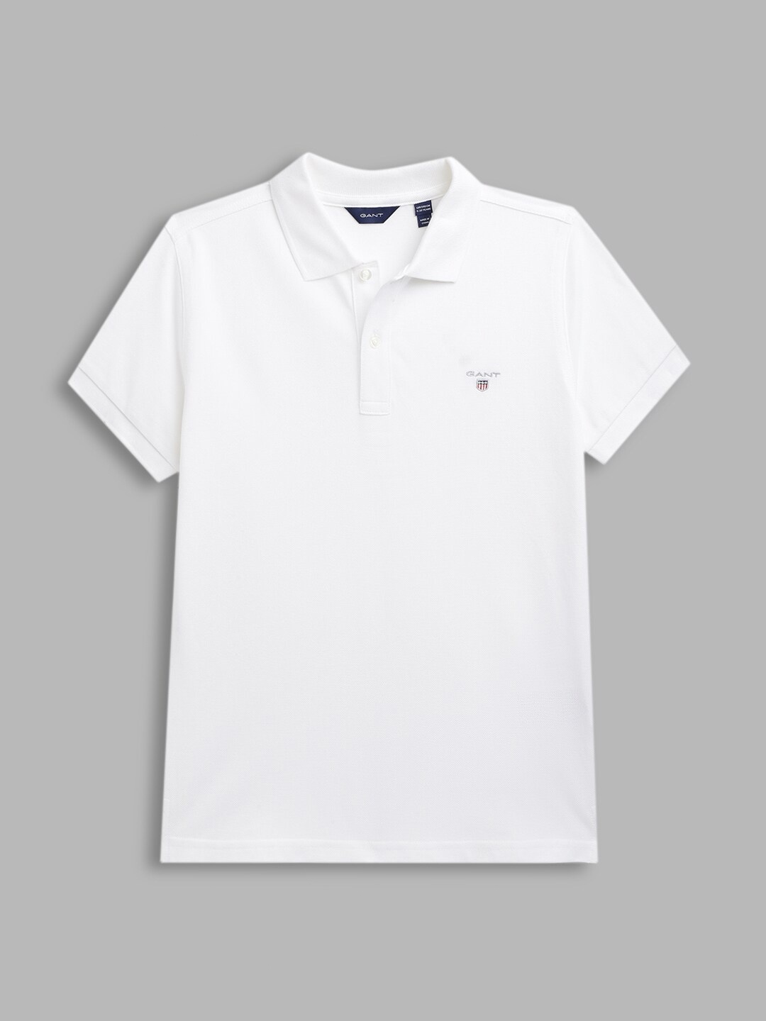 

GANT Boys White Polo Collar Cotton T-shirt