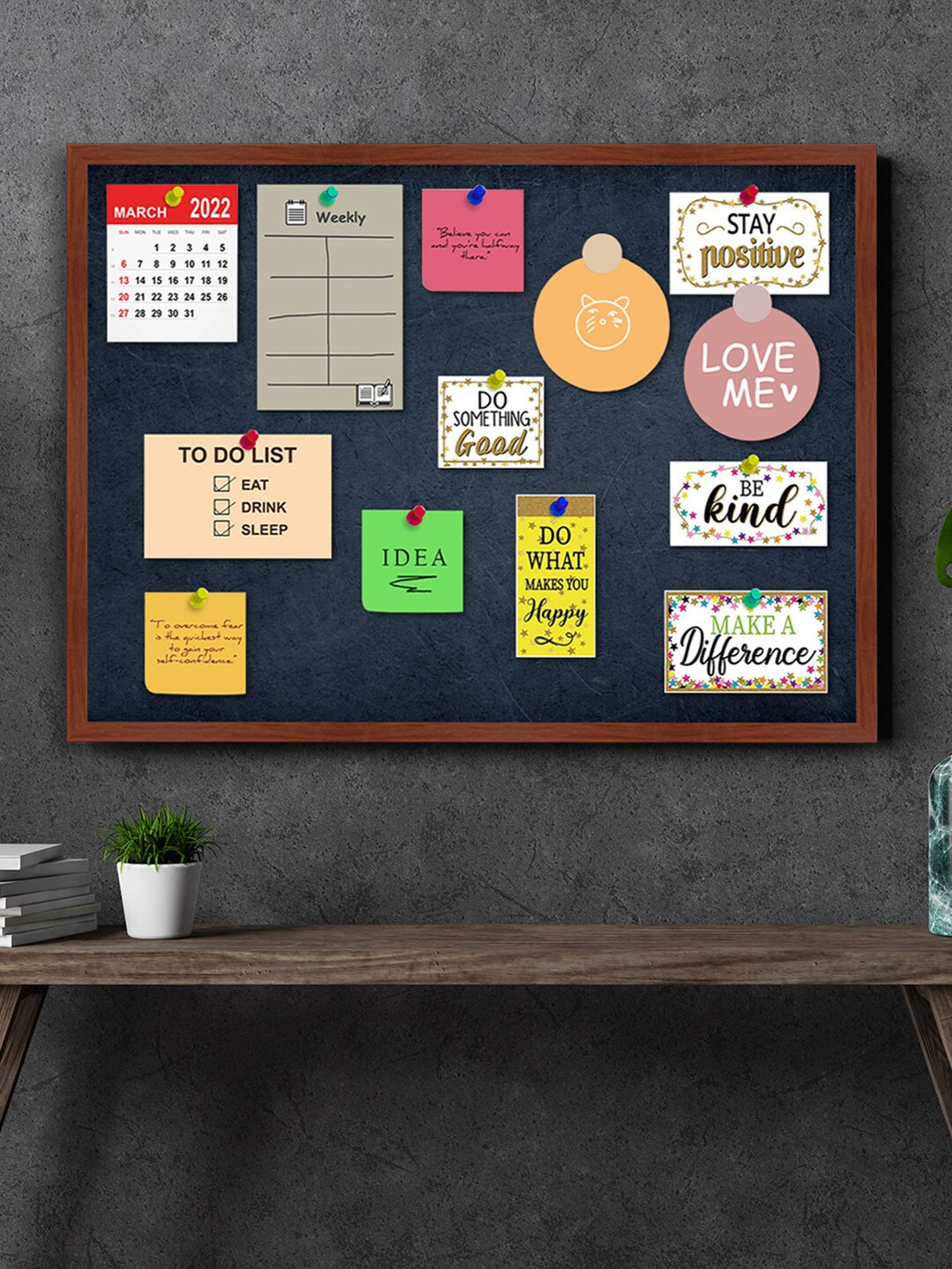 

Art Street Brown & Blue Notice Board Bulletin Board Wall Decor