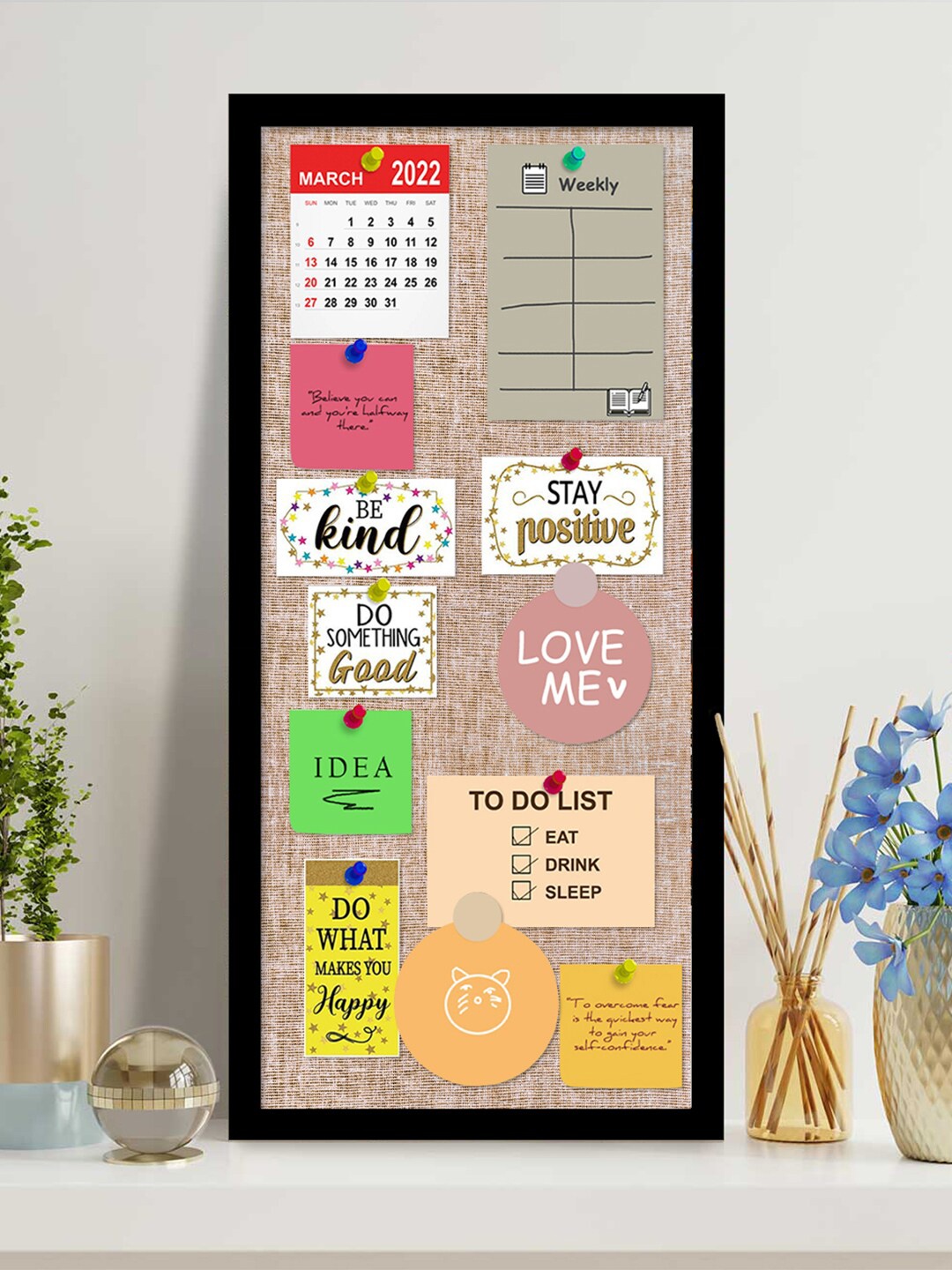 

Art Street Notice Board Bulletin Board Frame, Black