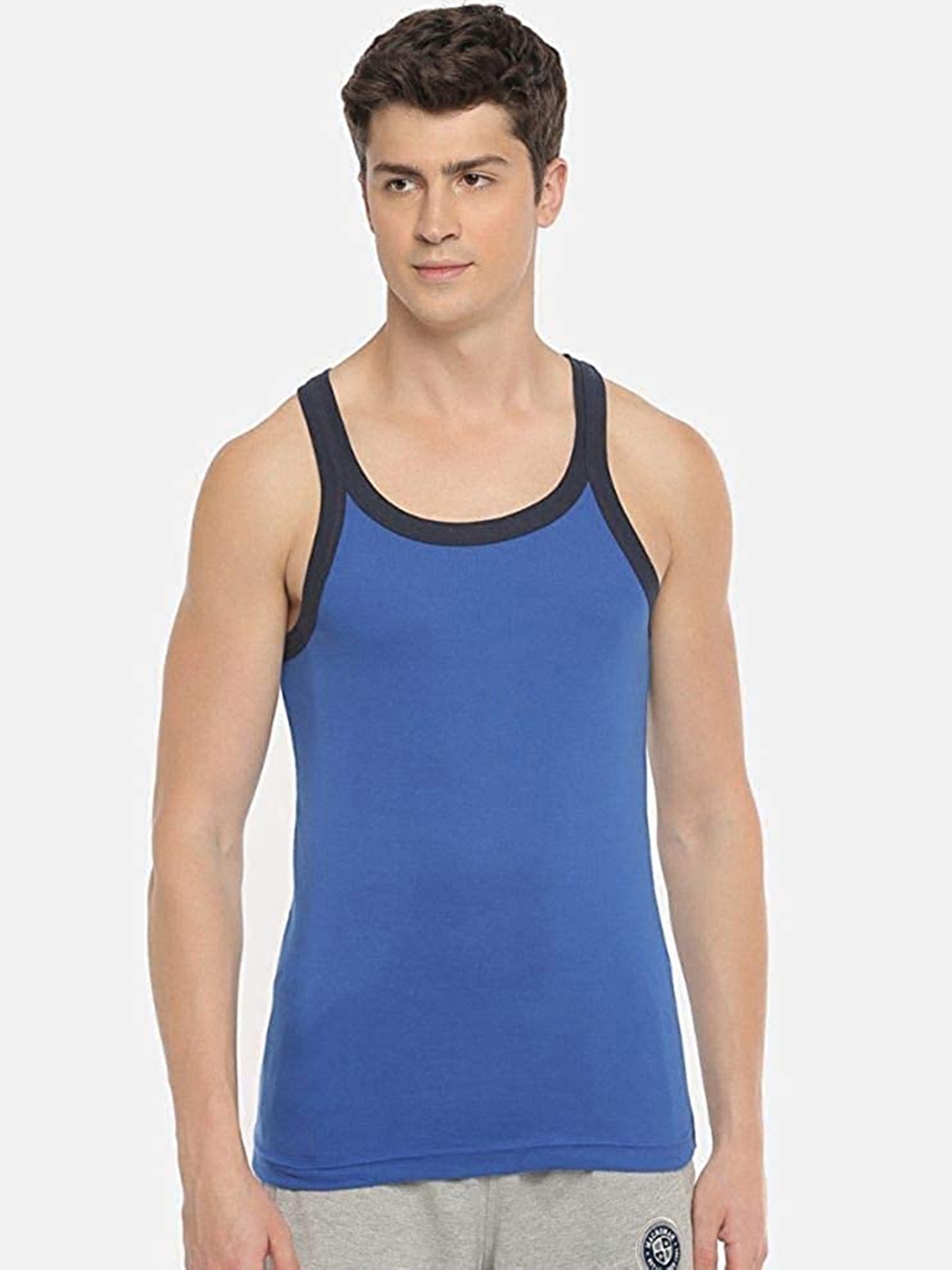 

Macroman M-Series Men Blue Solid Cotton Gym Vest