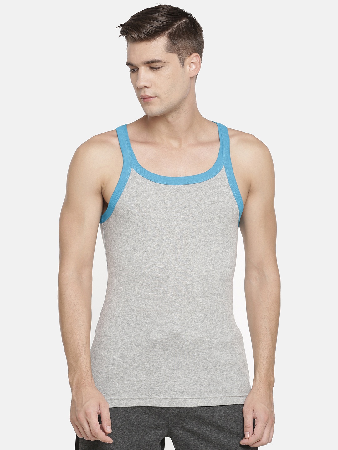 

Macroman M-Series Men Grey Solid Cotton Innerwear Vests