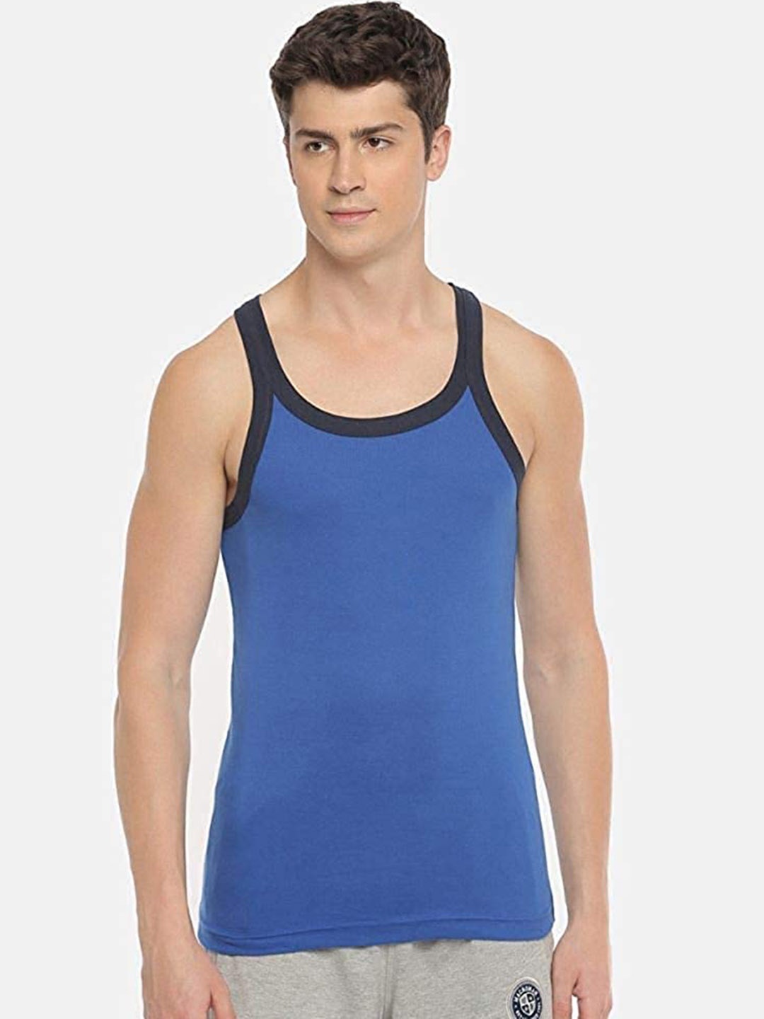 

Macroman M-Series Men Blue Solid Cotton Gym Vest