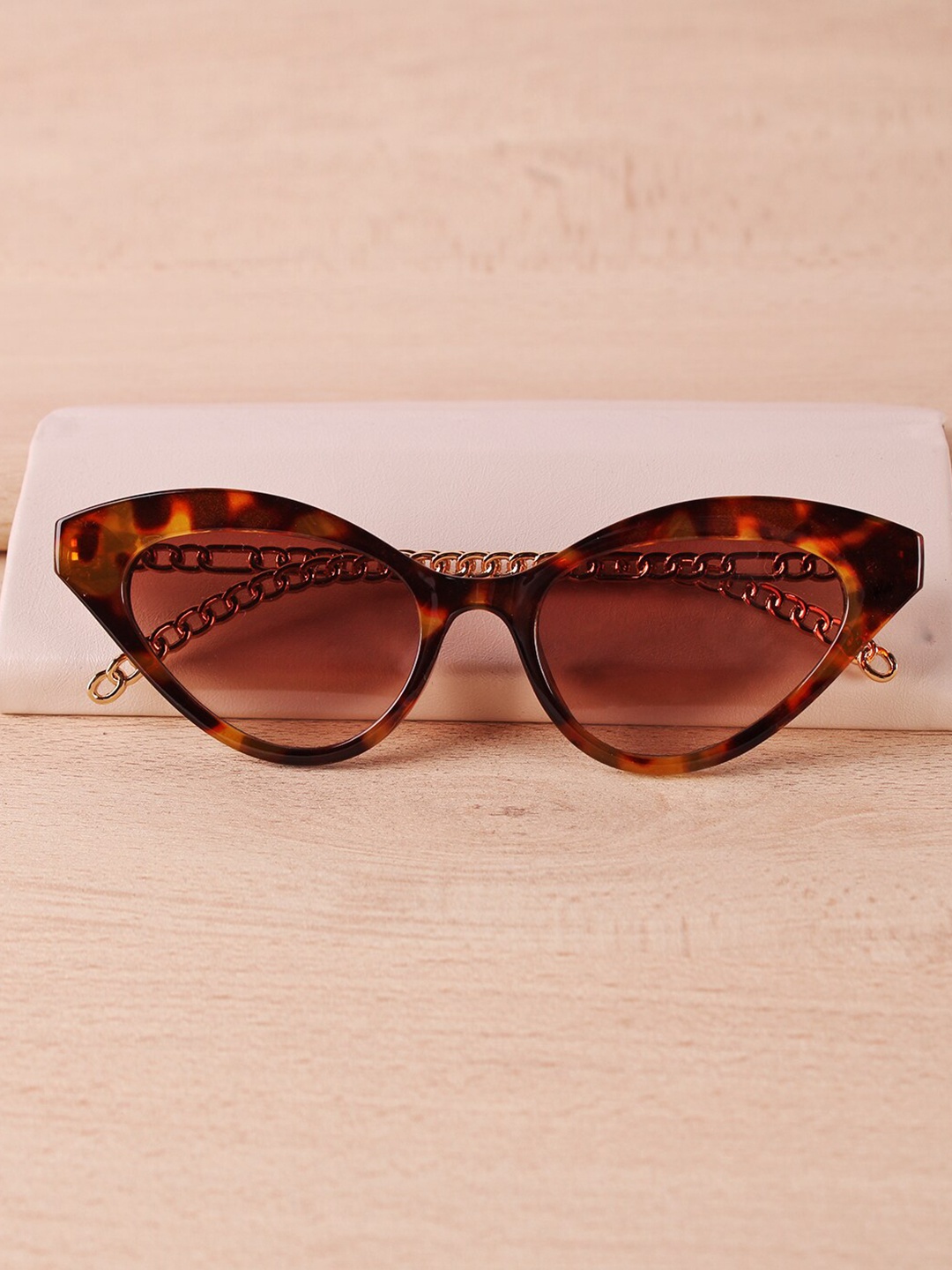 

QUIRKY Women Brown Lens & Brown Cateye Sunglasses with UV Protected Lens