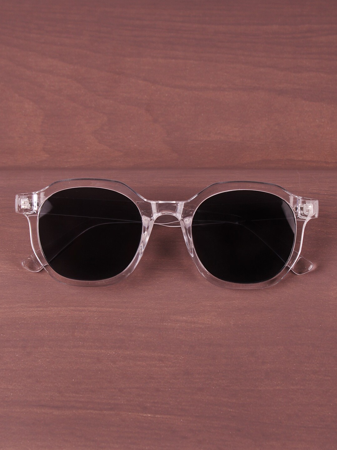 

QUIRKY Unisex Black Lens & White Round Sunglasses with UV Protected Lens