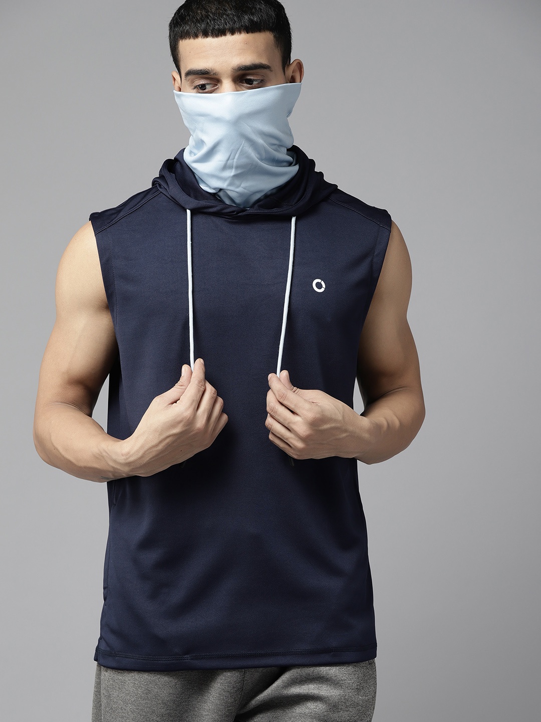 

PROWL by Tiger Shroff Men Navy Blue Hooded Sweatshirt with Extended Mask
