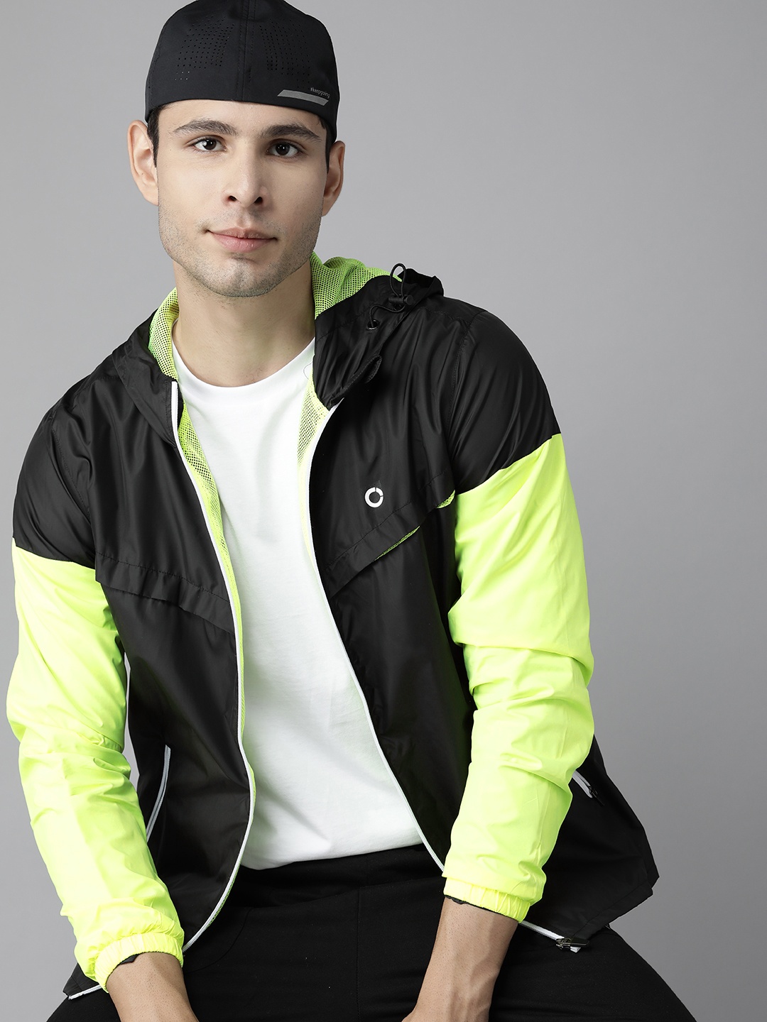 

PROWL by Tiger Shroff Men Black & Fluorescent Green Speed-Dry Technology Sporty Jacket