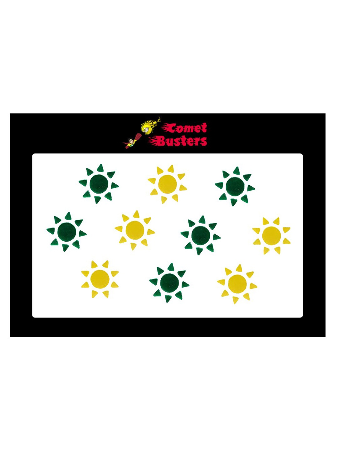 

Comet Busters 10 Pcs Green & Yellow Sun-Shaped Bindi