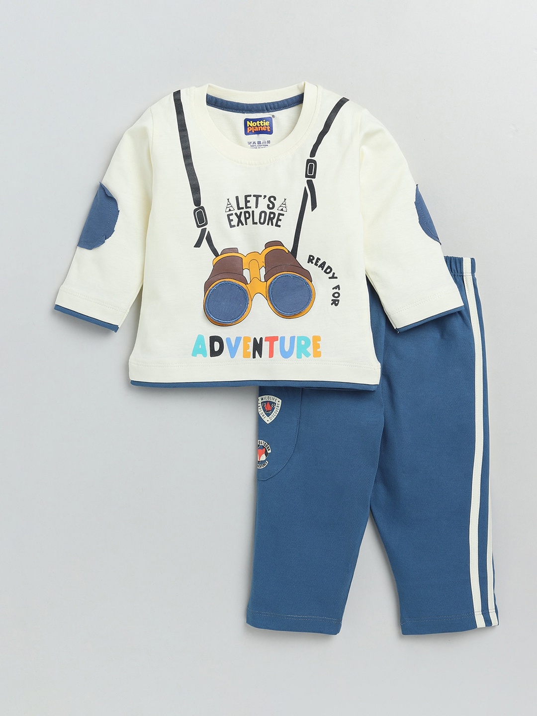 

Nottie Planet Boys Yellow & Blue Pure Cotton Printed T-shirt with Pyjamas