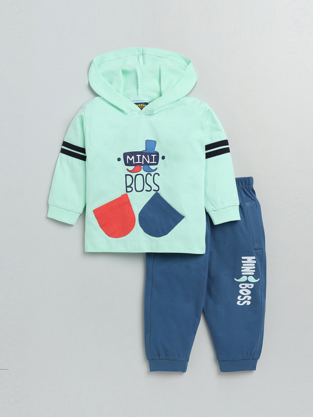

Nottie Planet Boys Green & Blue Pure Cotton Printed T-shirt with Pyjamas