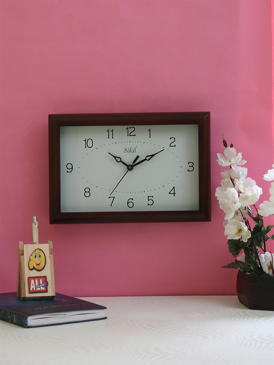 

Safal White & Brown Rectangular Analogue Wall Clock