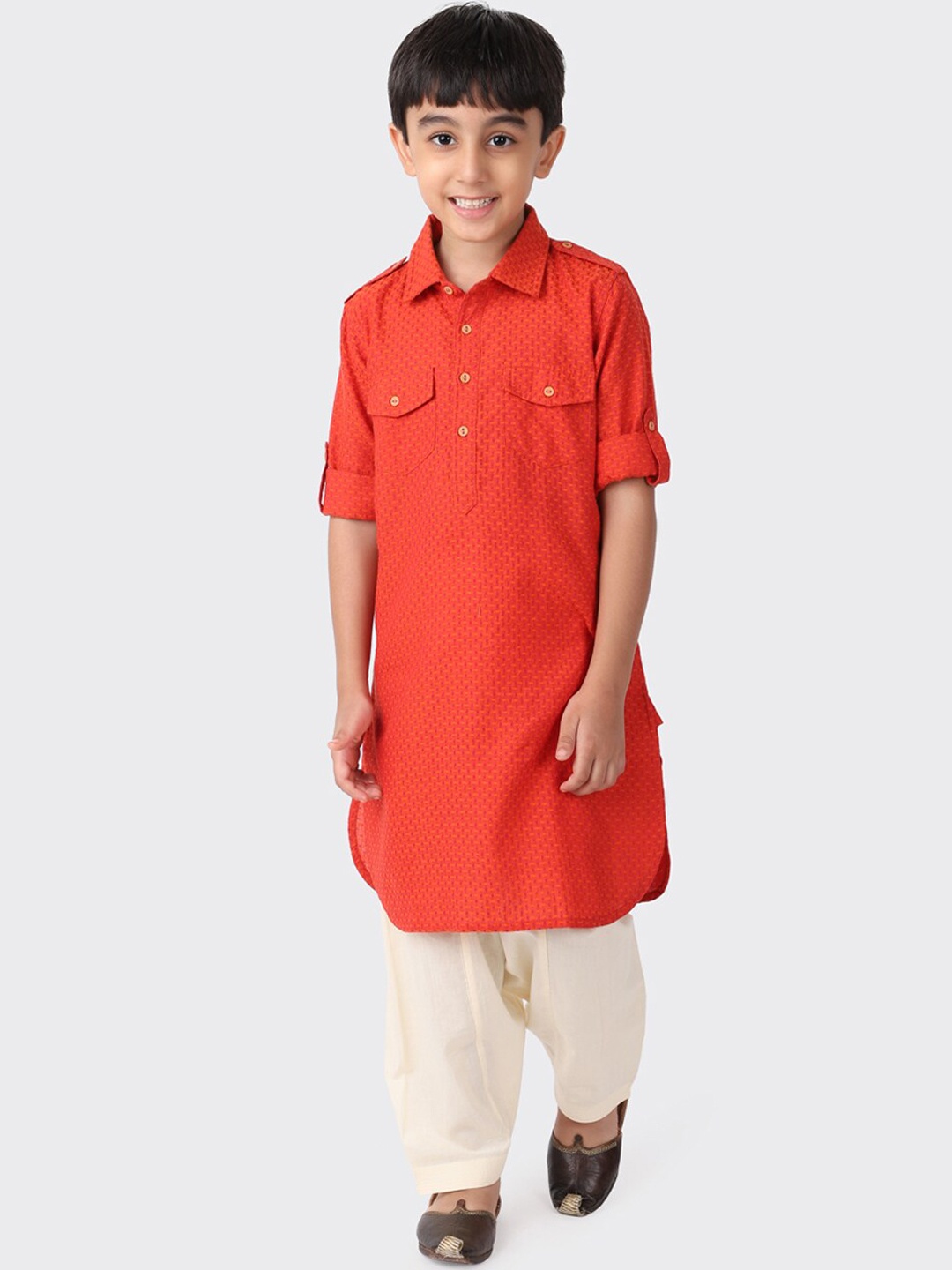 

Fabindia Boys Orange Pure Cotton Kurta with Salwar