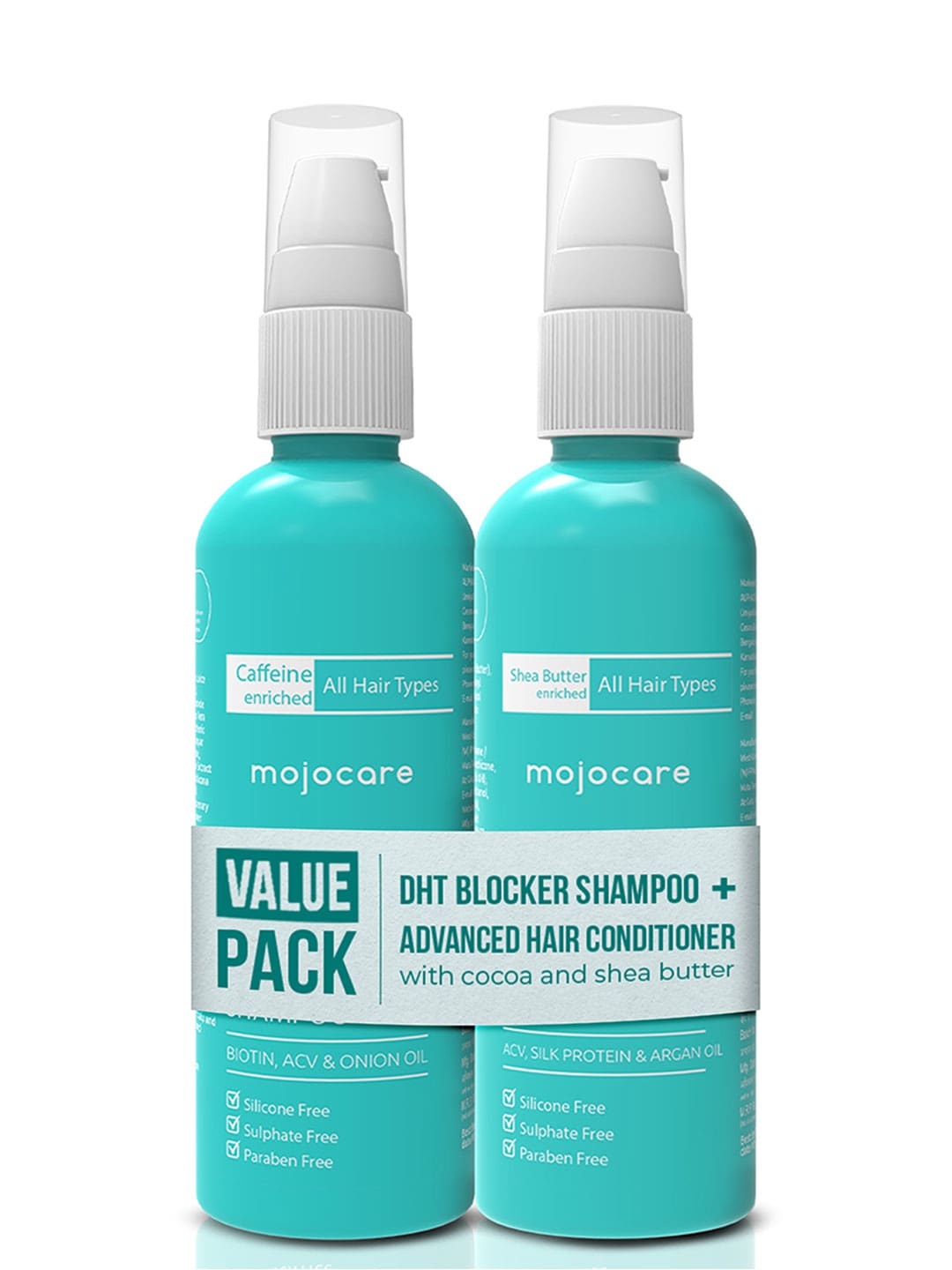 

Mojocare Set Of DHT Blocker Shampoo & Advanced Hair Conditioner - 200ml each, Blue