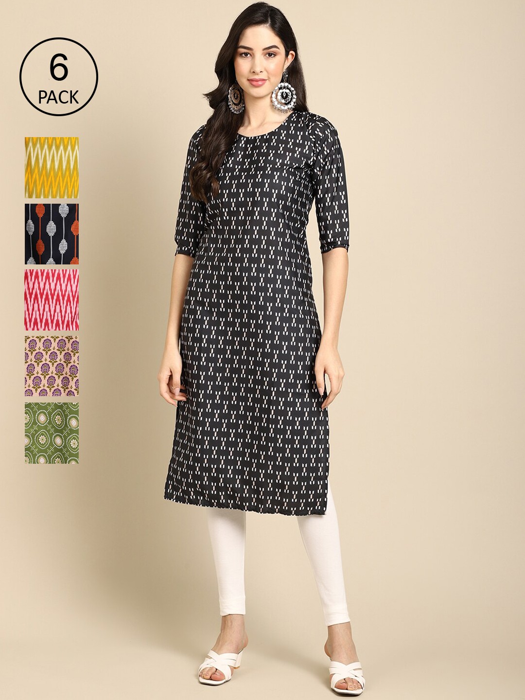 

Ethnic basket Women Green & Yellow Ethnic Motifs Printed Summer Sheers Crepe Kurta