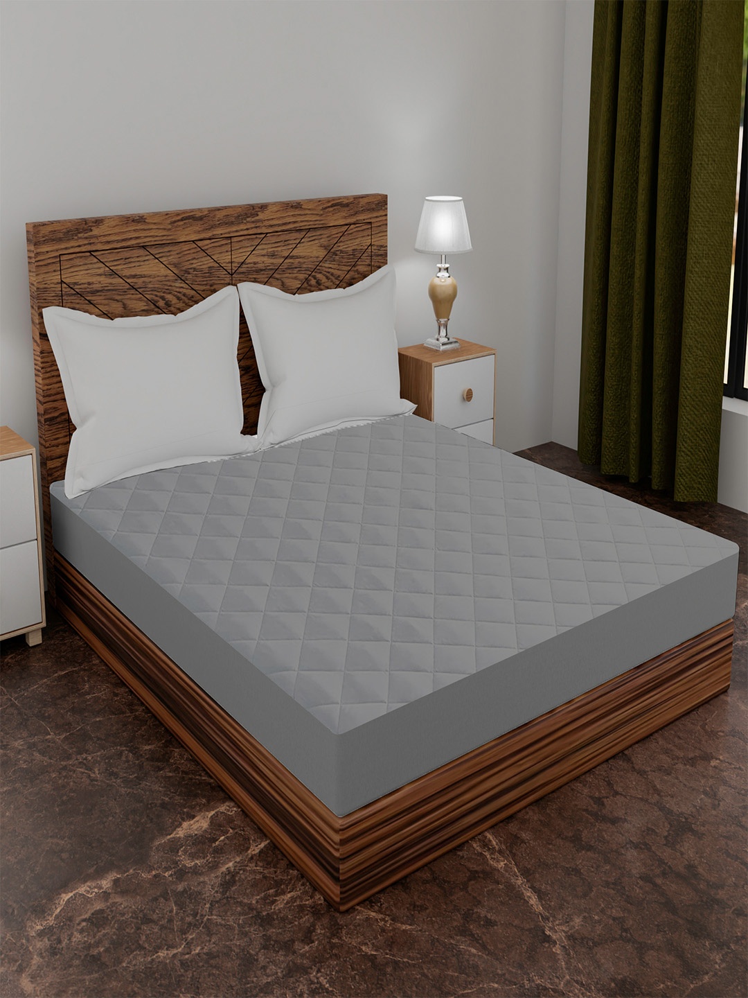 

AVI Grey Solid King Size Waterproof Mattress Protector