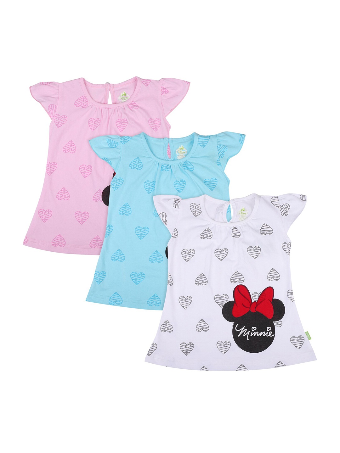 

Bodycare Girls Pack of 3 Minnie Mouse Printed A-Line Dress, Pink