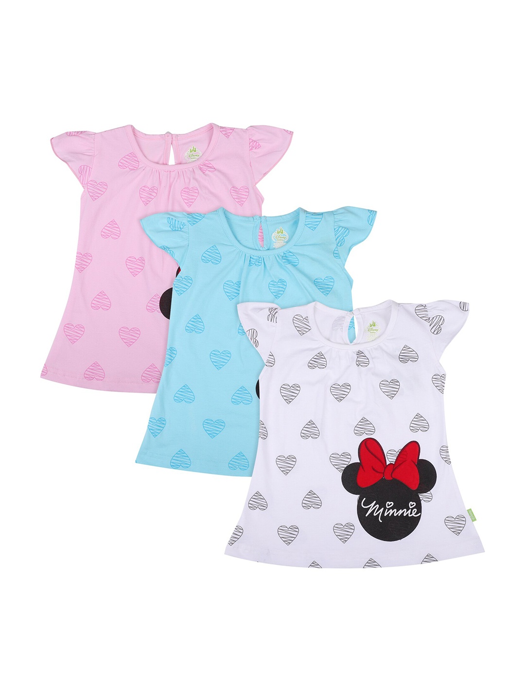 

Bodycare Girls Pack of 3 A-Line Minnie Mouse Printed Cotton Dress, Pink