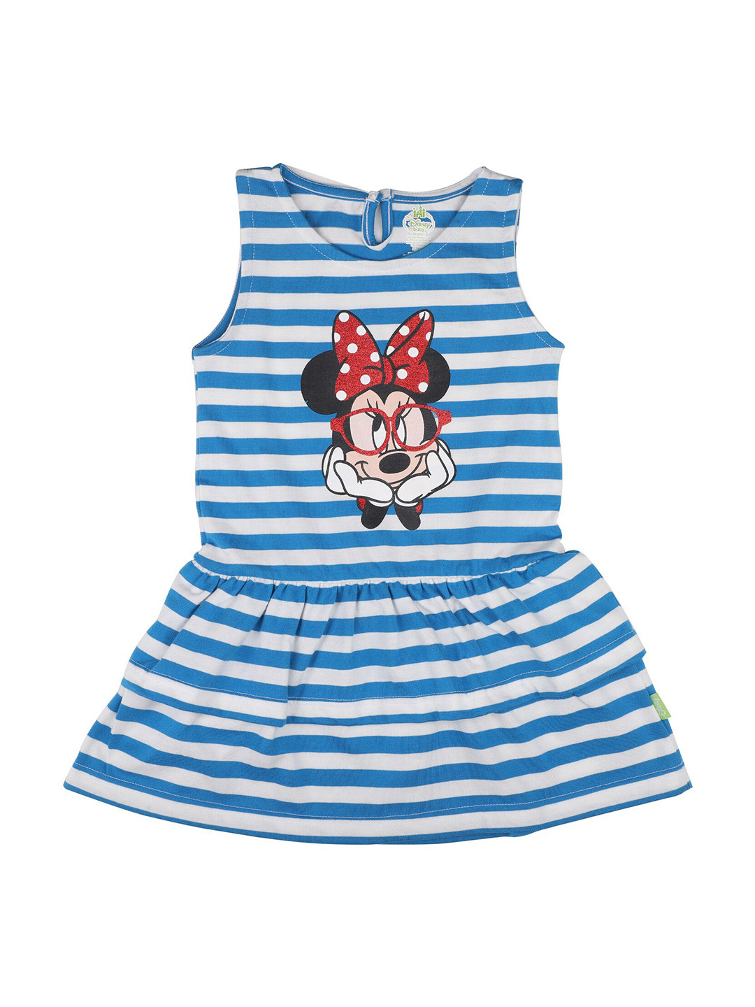 

Bodycare Girls Blue Striped & Minnie Mouse Printed Cotton Dress