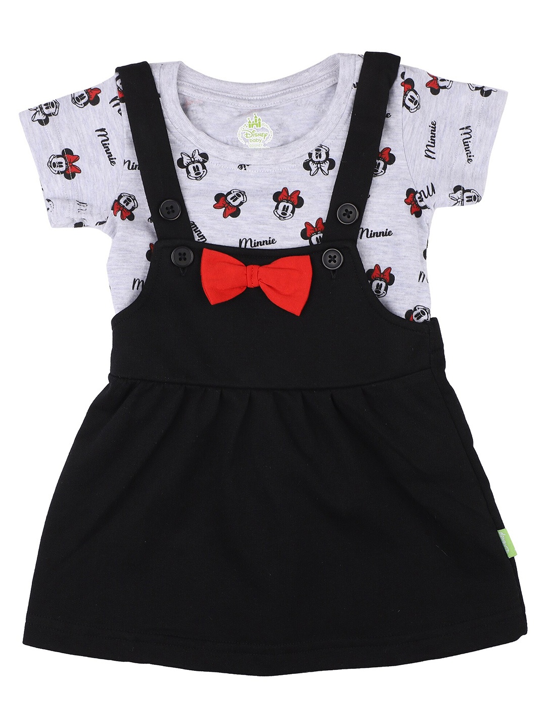 

Bodycare Kids White & Black Minnie Mouse Pinafore Cotton Dress