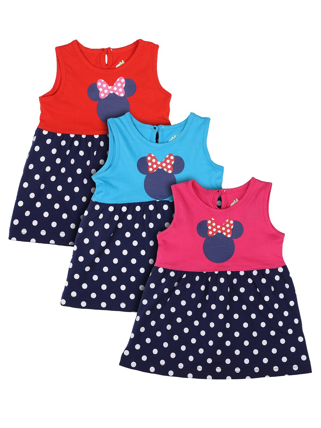 

Bodycare Girls Set Of 3 Minnie Mouse Printed Dress, Red