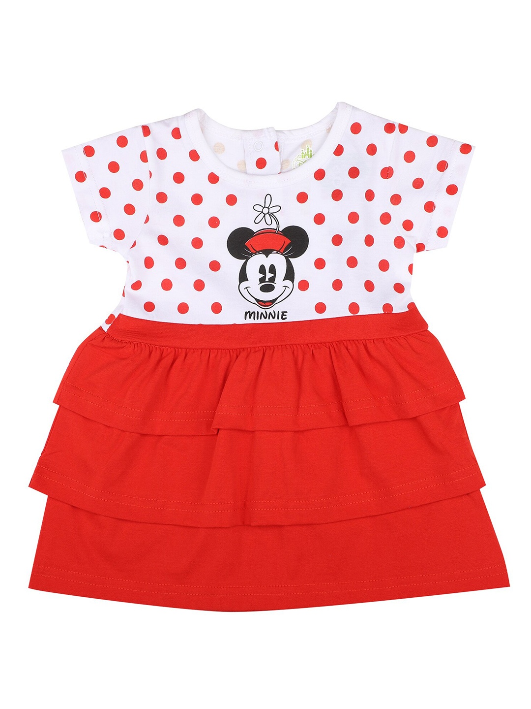 

Bodycare Red Minnie Mouse Printed Layered Dress