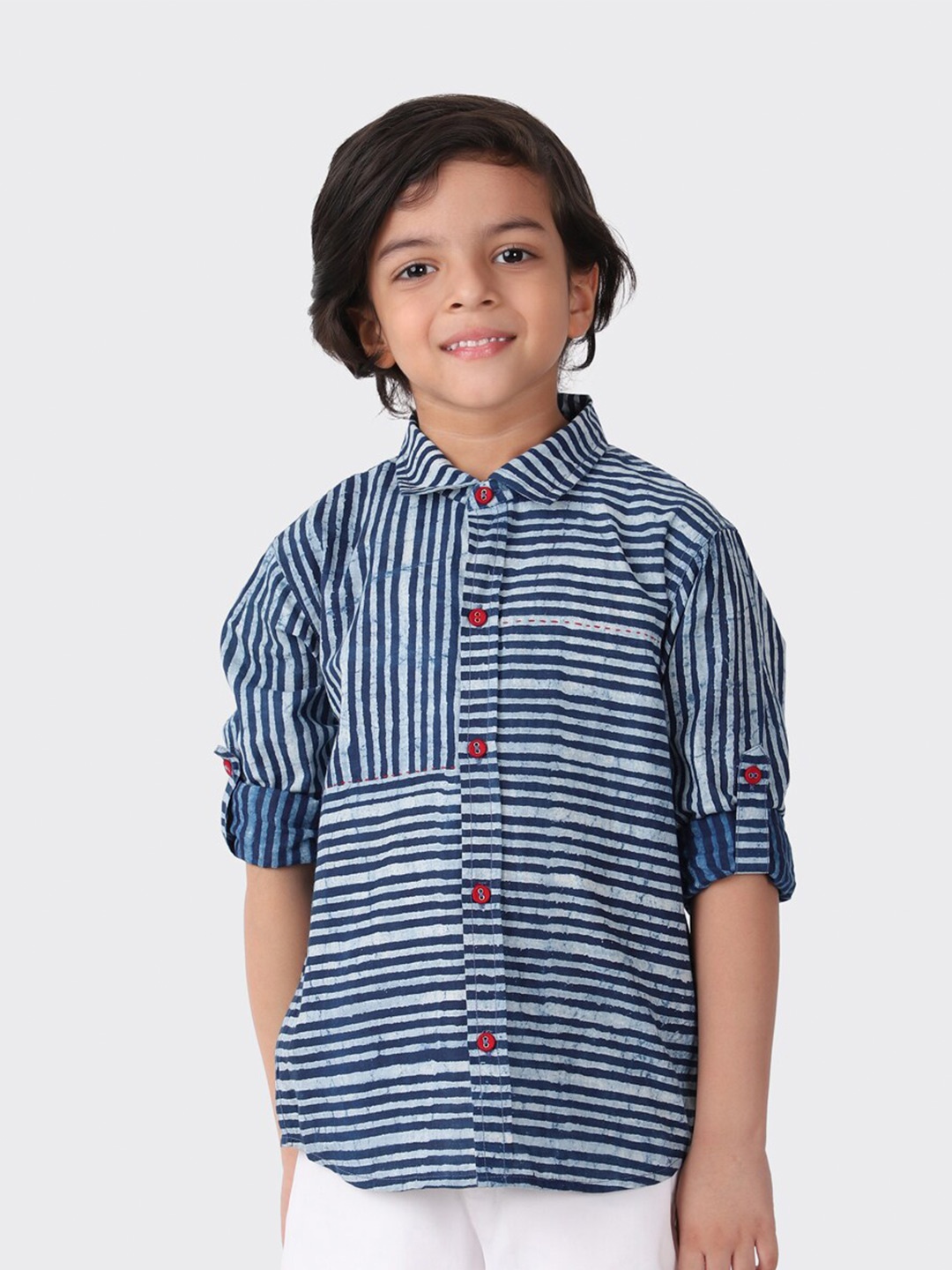 

Fabindia Boys Blue Horizontal Striped Casual Shirt