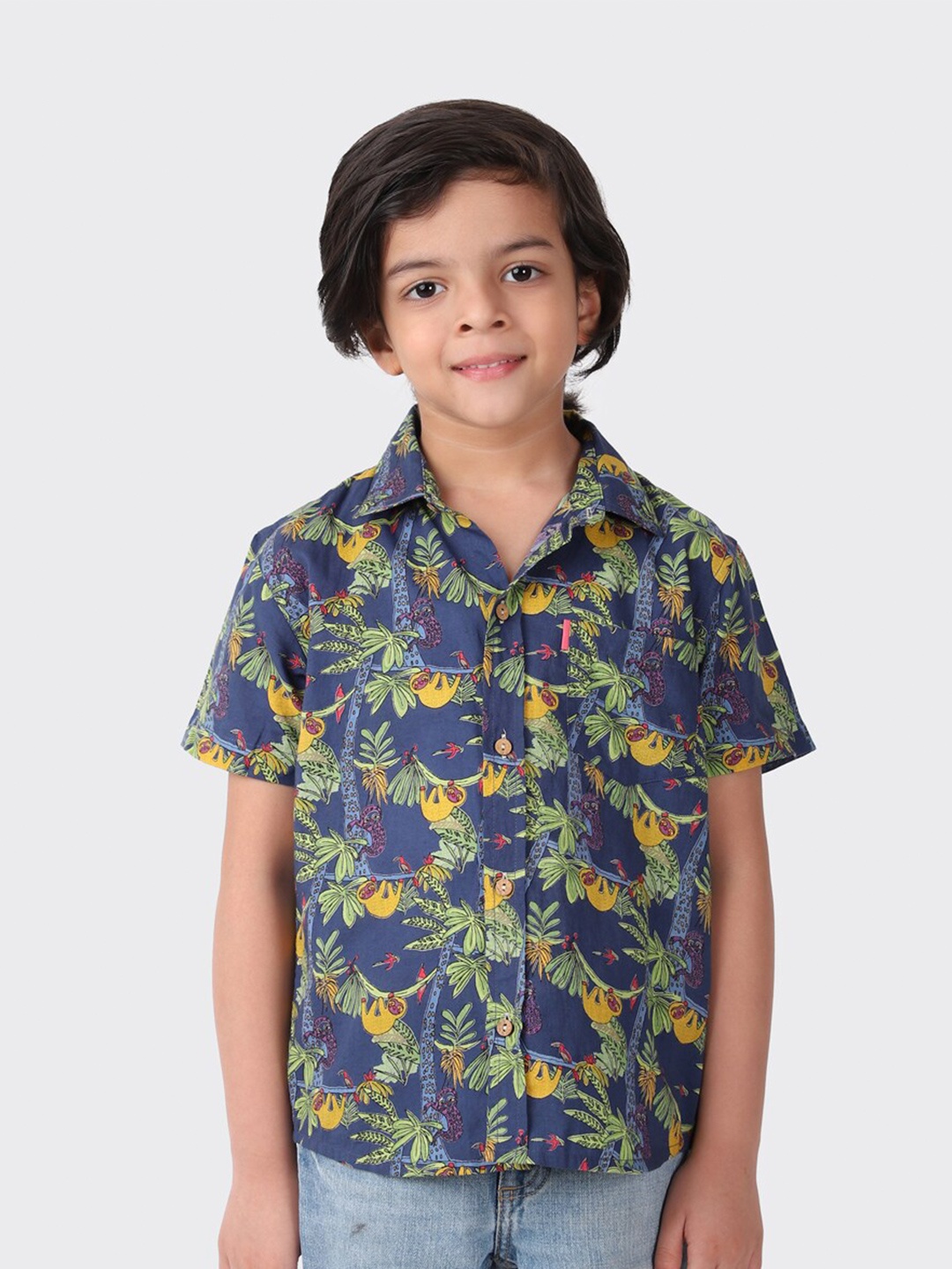 

Fabindia Boys Blue Printed Casual Shirt