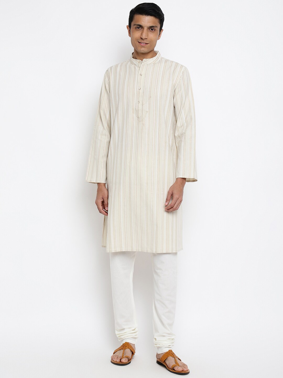 

Fabindia Men Off White Striped Kurta