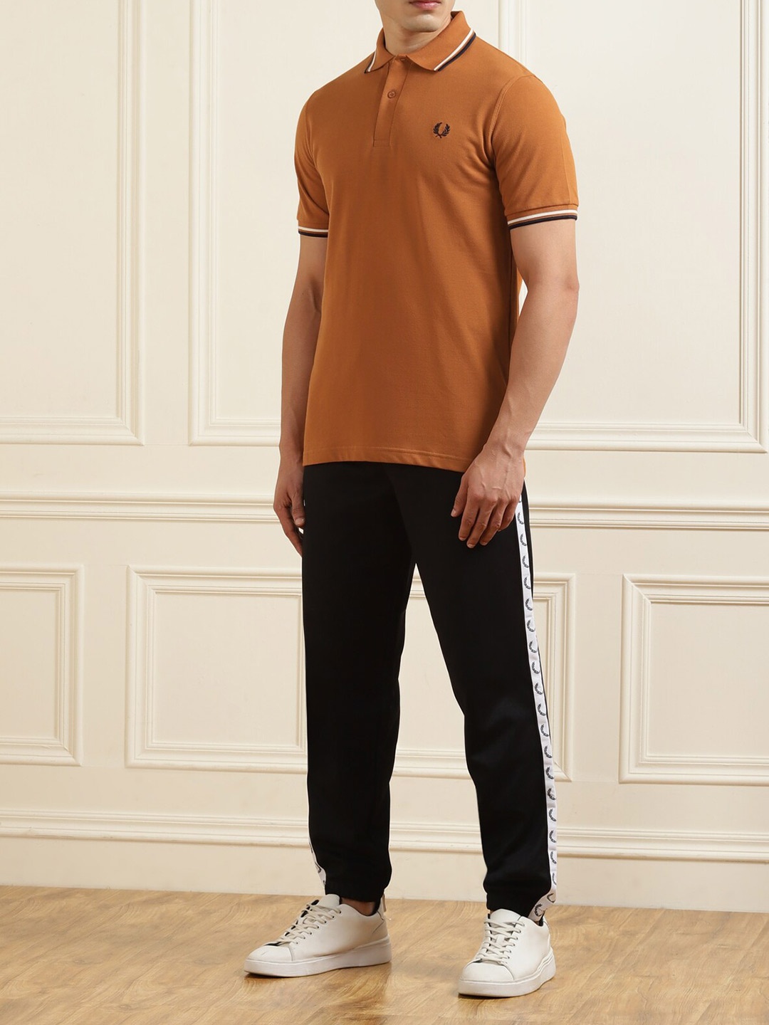 

Fred Perry Men Brown Polo Collar Pure Cotton T-shirt