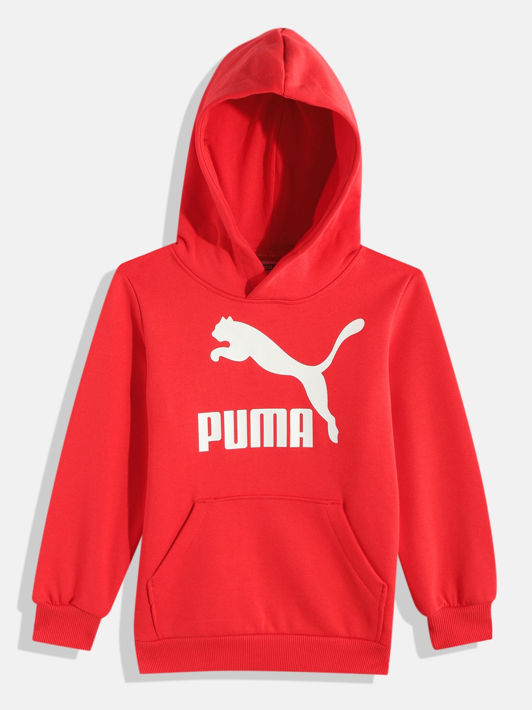 

Puma Unisex Kids Red Brand Logo Printed Pure Cotton Hooded Sweatshirt