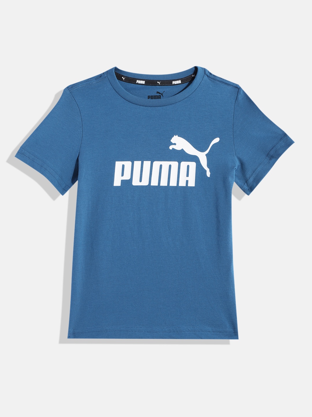

Puma Kids Brand Logo Printed Pure Cotton T-shirt, Blue