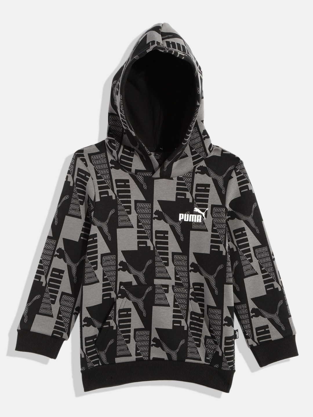 

Puma Boys Black Printed Regular Fit Power Hooded Sweatshirt