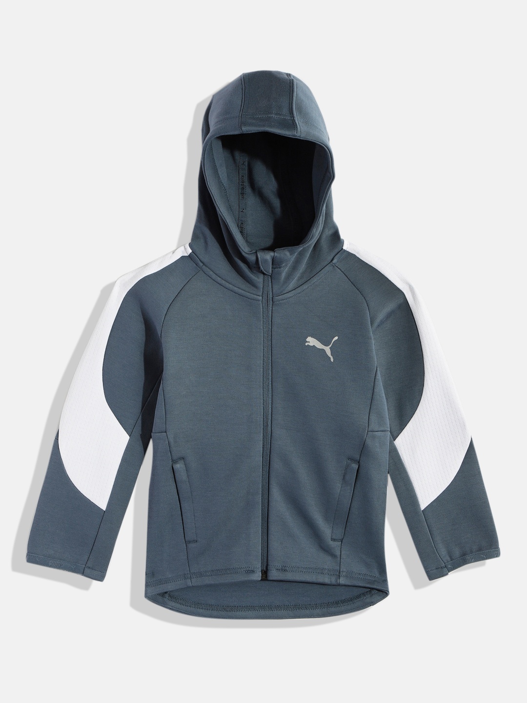 

Puma Boys Regular Fit Solid Outdoor dryCELL Open Front Jacket, Grey